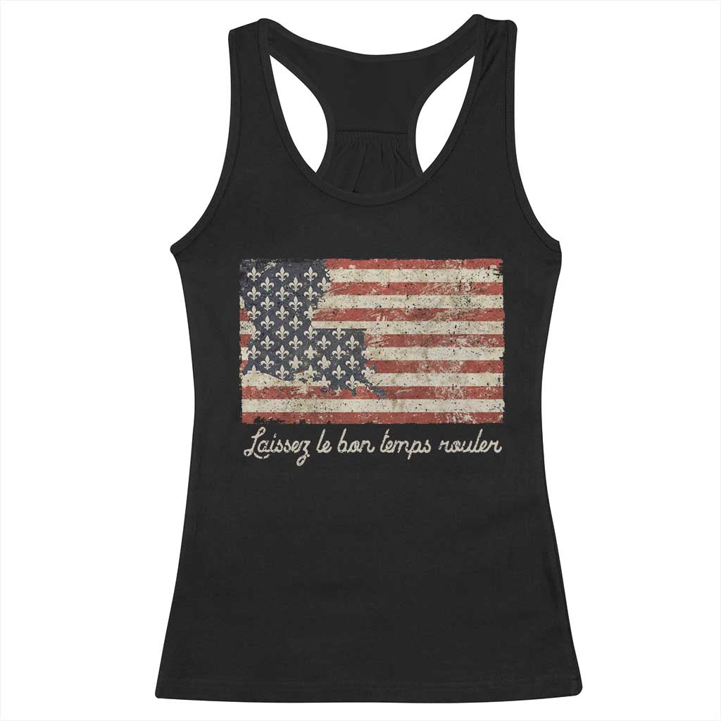 Louisiana Racerback Tank Top Laissez Les Bon Temps Rouler American Flag TS09 Black Print Your Wear