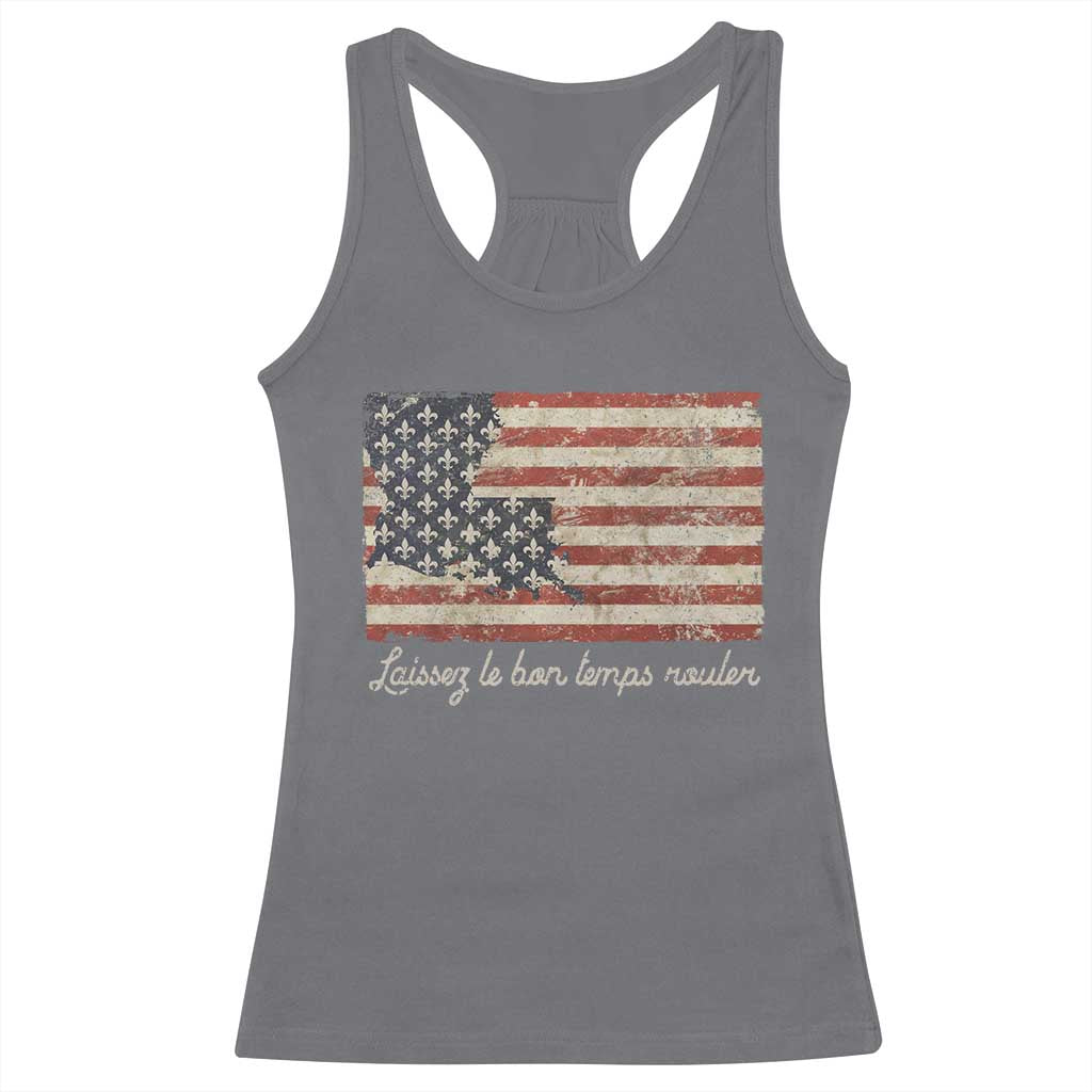 Louisiana Racerback Tank Top Laissez Les Bon Temps Rouler American Flag TS09 Charcoal Print Your Wear