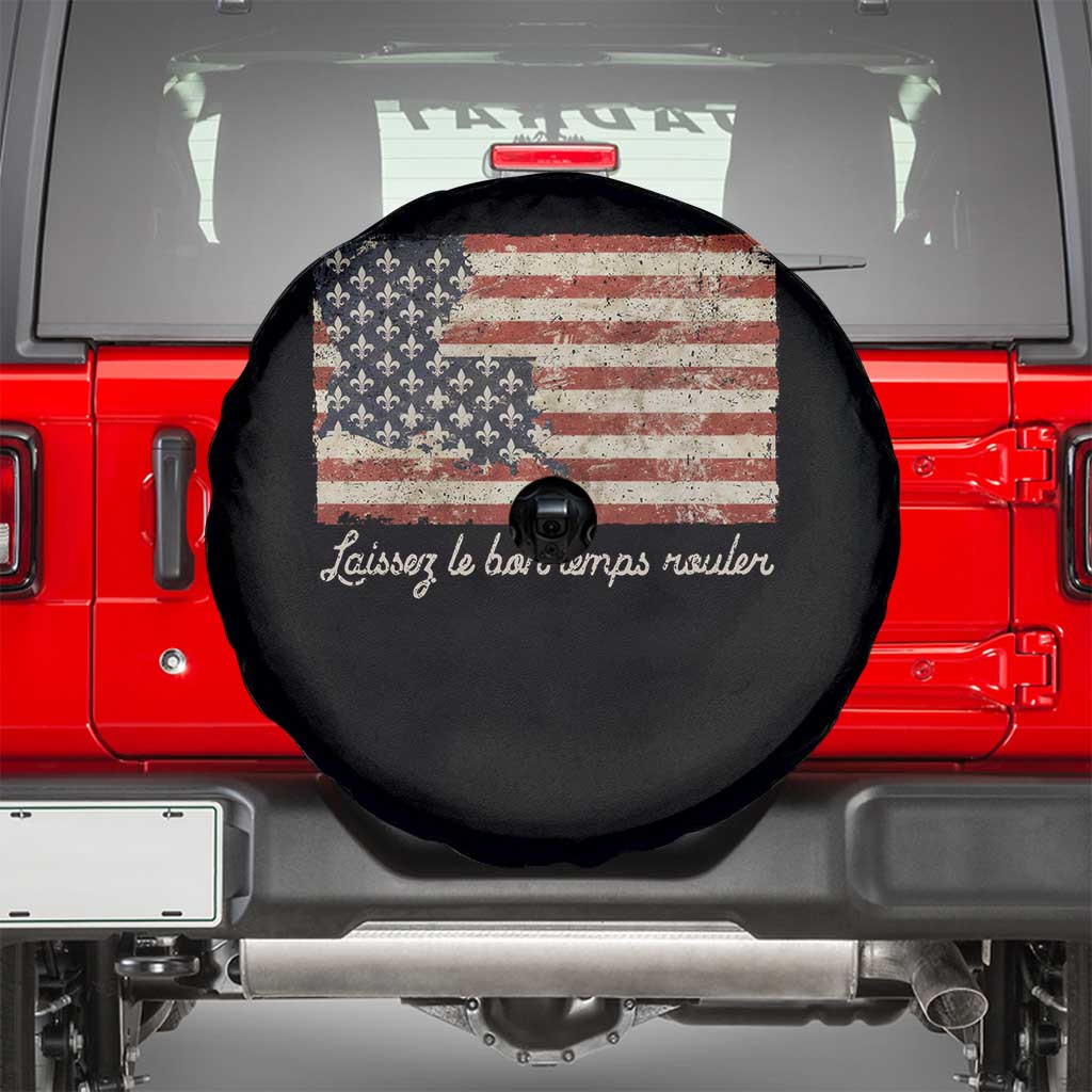 Louisiana Spare Tire Cover Laissez Les Bon Temps Rouler American Flag TS09 Black Print Your Wear