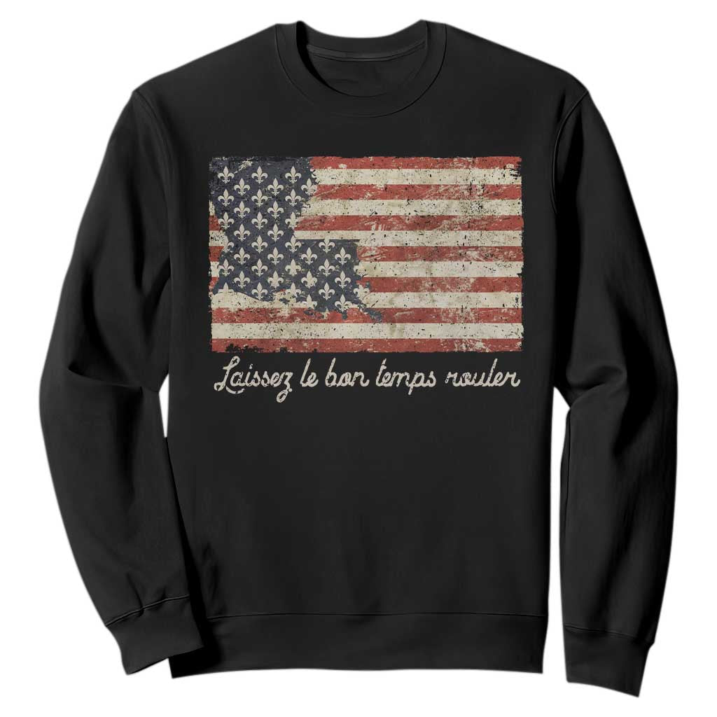 Louisiana Sweatshirt Laissez Les Bon Temps Rouler American Flag TS09 Black Print Your Wear