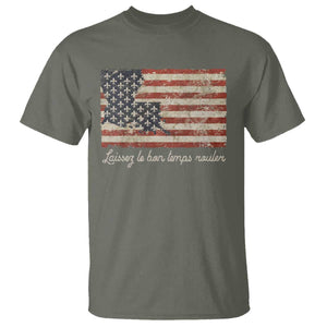 Louisiana T Shirt Laissez Les Bon Temps Rouler American Flag TS09 Military Green Print Your Wear