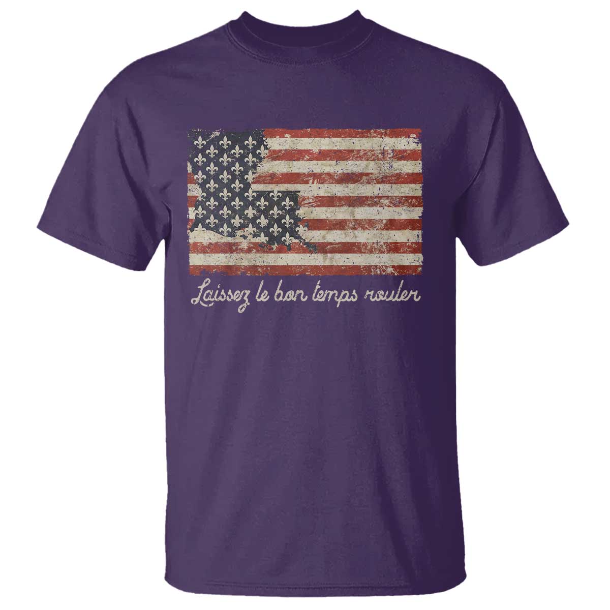 Louisiana T Shirt Laissez Les Bon Temps Rouler American Flag TS09 Purple Print Your Wear