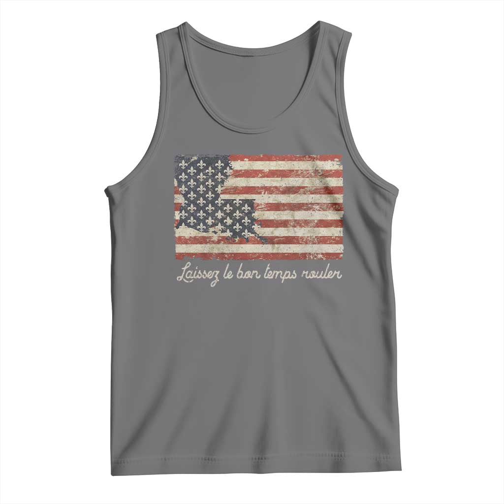 Louisiana Tank Top Laissez Les Bon Temps Rouler American Flag TS09 Black Heather Print Your Wear