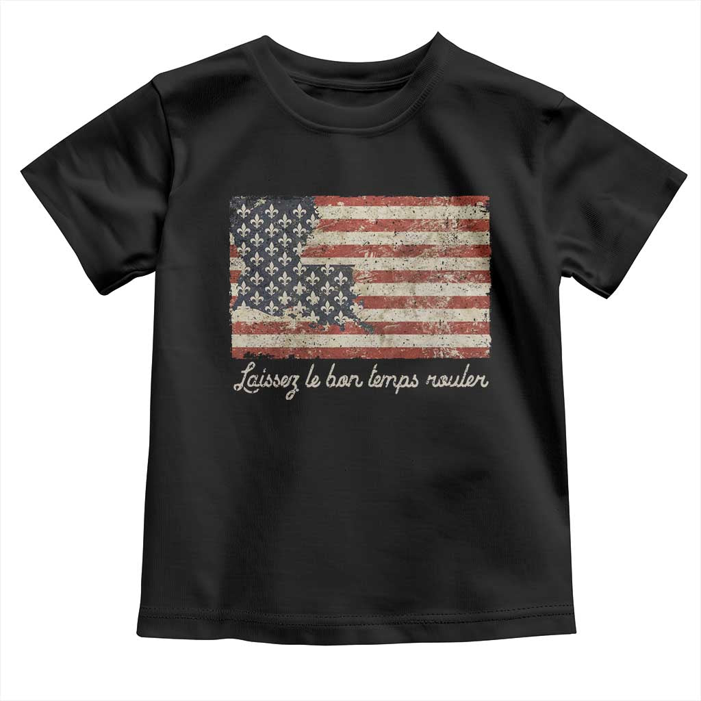 Louisiana Toddler T Shirt Laissez Les Bon Temps Rouler American Flag TS09 Black Print Your Wear
