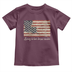 Louisiana Toddler T Shirt Laissez Les Bon Temps Rouler American Flag TS09 Maroon Print Your Wear