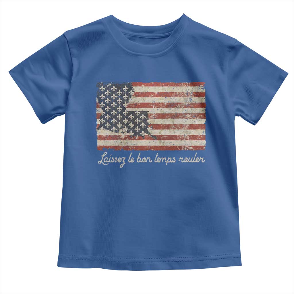 Louisiana Toddler T Shirt Laissez Les Bon Temps Rouler American Flag TS09 Royal Blue Print Your Wear