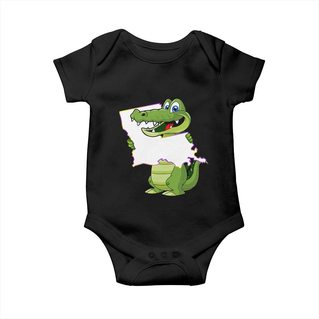 Cute Louisiana Aligator Baby Onesie TS09 Black Print Your Wear