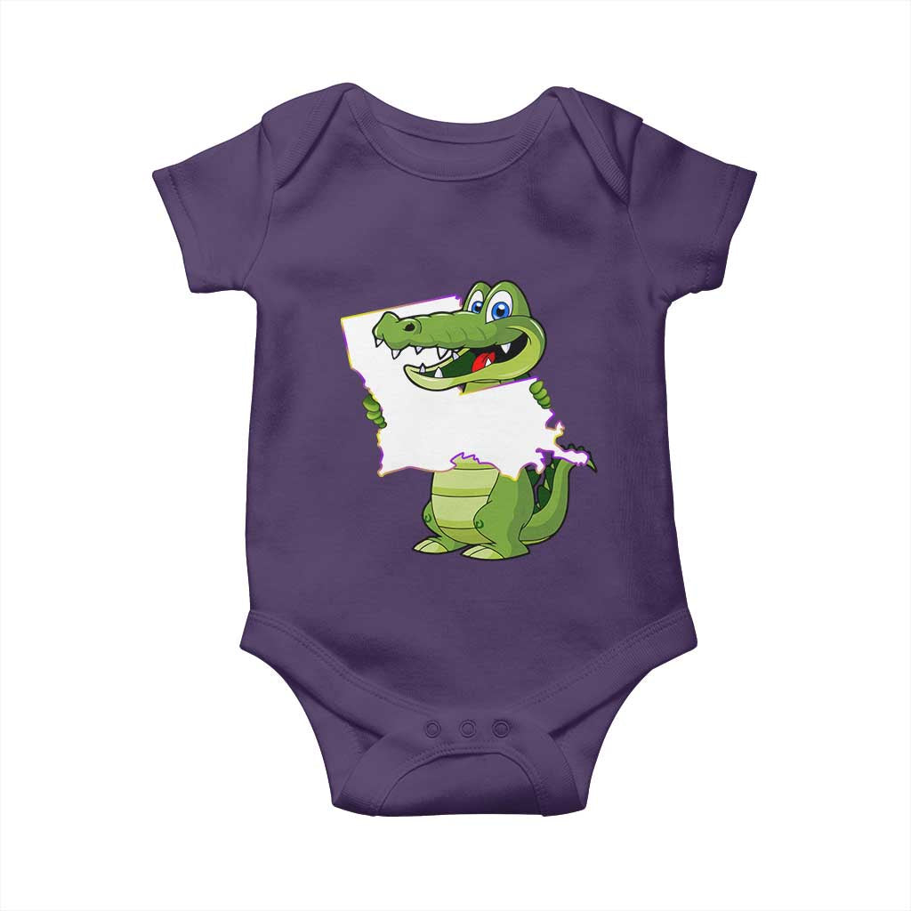 Cute Louisiana Aligator Baby Onesie TS09 Purple Print Your Wear