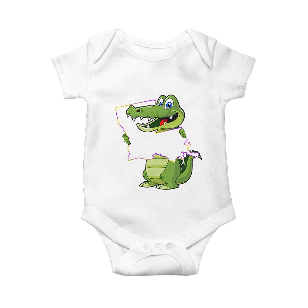 Cute Louisiana Aligator Baby Onesie TS09 White Print Your Wear
