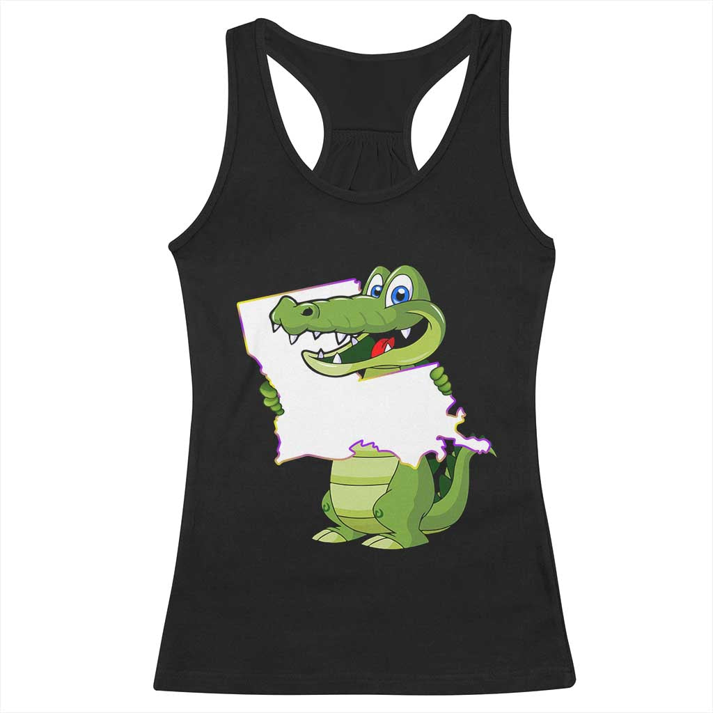 Cute Louisiana Aligator Racerback Tank Top TS09 Black Print Your Wear