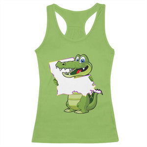Cute Louisiana Aligator Racerback Tank Top TS09 Lime Print Your Wear