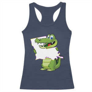 Cute Louisiana Aligator Racerback Tank Top TS09 Navy Print Your Wear