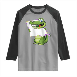 Cute Louisiana Aligator Raglan Shirt TS09 Sport Gray Black Print Your Wear