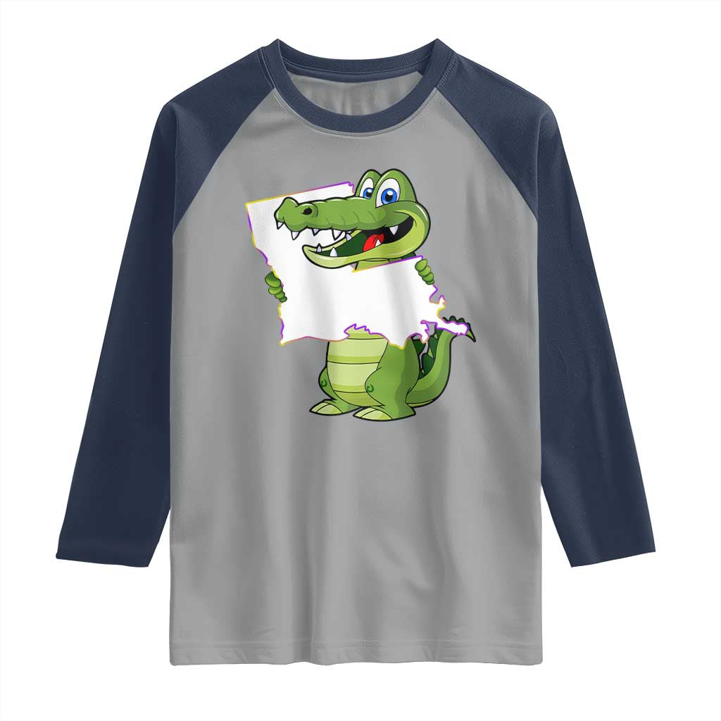 Cute Louisiana Aligator Raglan Shirt TS09 Sport Gray Navy Print Your Wear