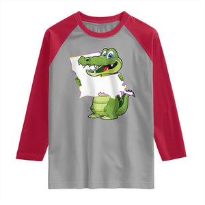 Cute Louisiana Aligator Raglan Shirt TS09 Sport Gray Red Print Your Wear