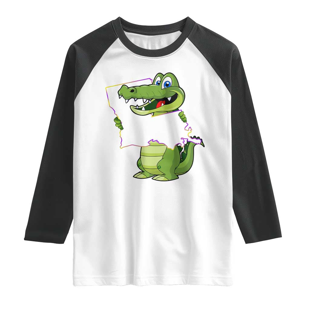 Cute Louisiana Aligator Raglan Shirt TS09 White Black Print Your Wear