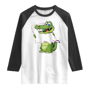 Cute Louisiana Aligator Raglan Shirt TS09 White Black Print Your Wear