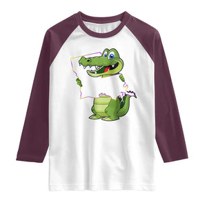 Cute Louisiana Aligator Raglan Shirt TS09 White Maroon Print Your Wear