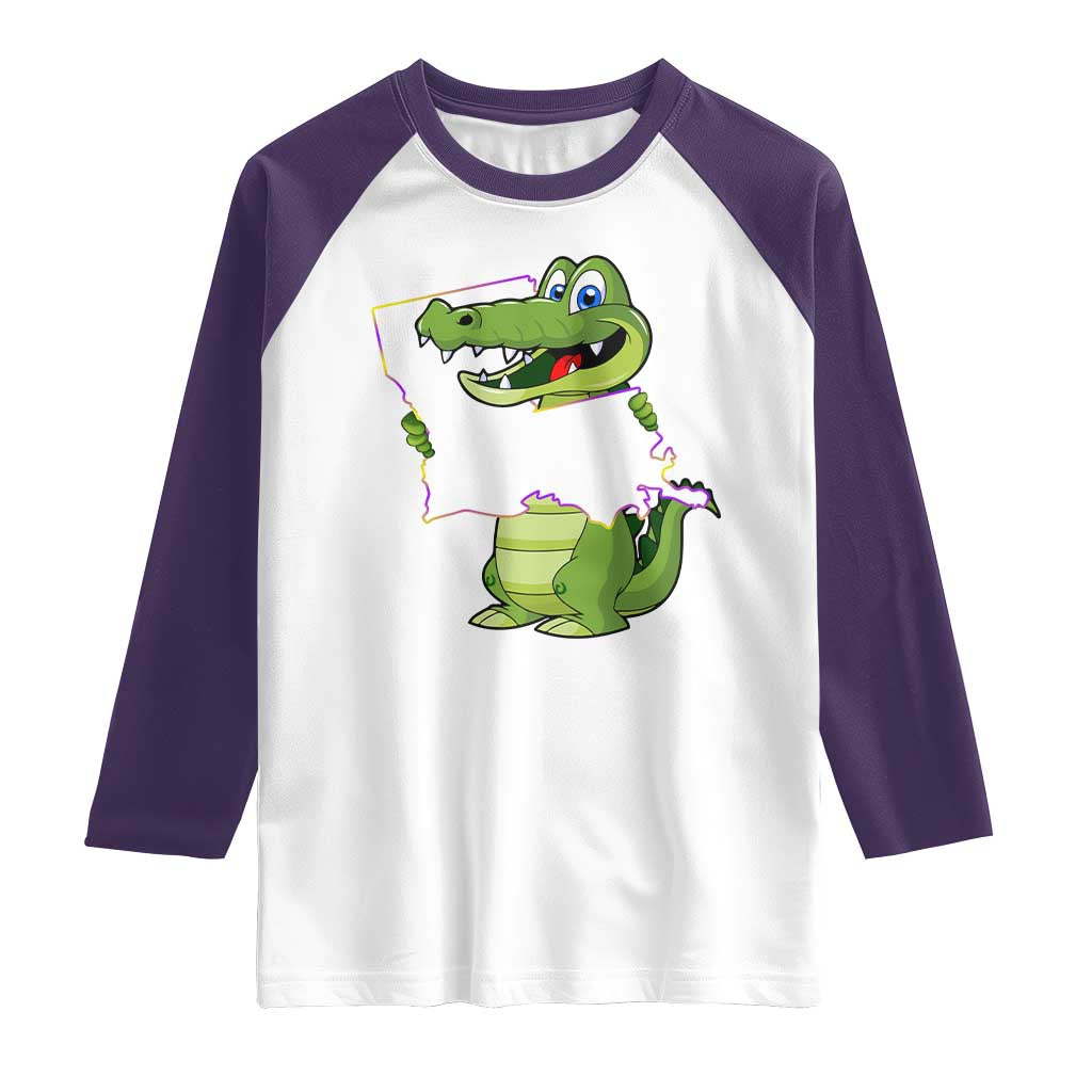 Cute Louisiana Aligator Raglan Shirt TS09 White Purple Print Your Wear