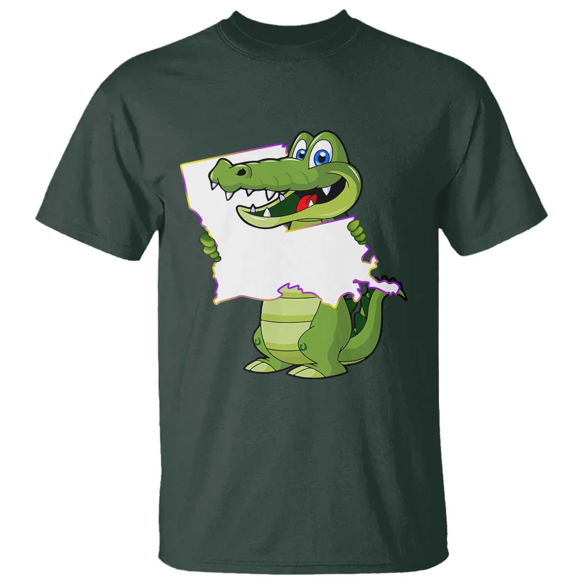 Cute Louisiana Aligator T Shirt TS09 Dark Forest Green Print Your Wear