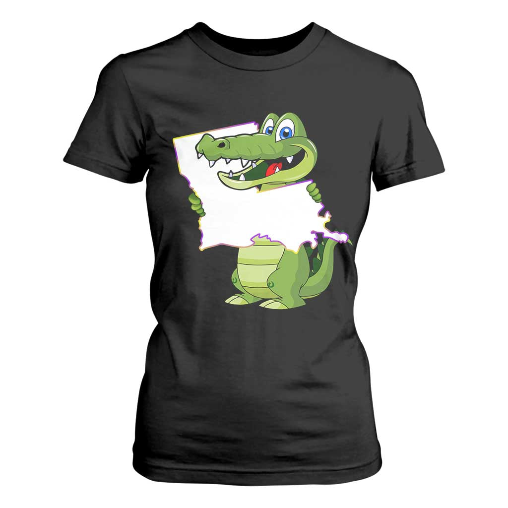 Cute Louisiana Aligator T Shirt For Women TS09 Black Print Your Wear