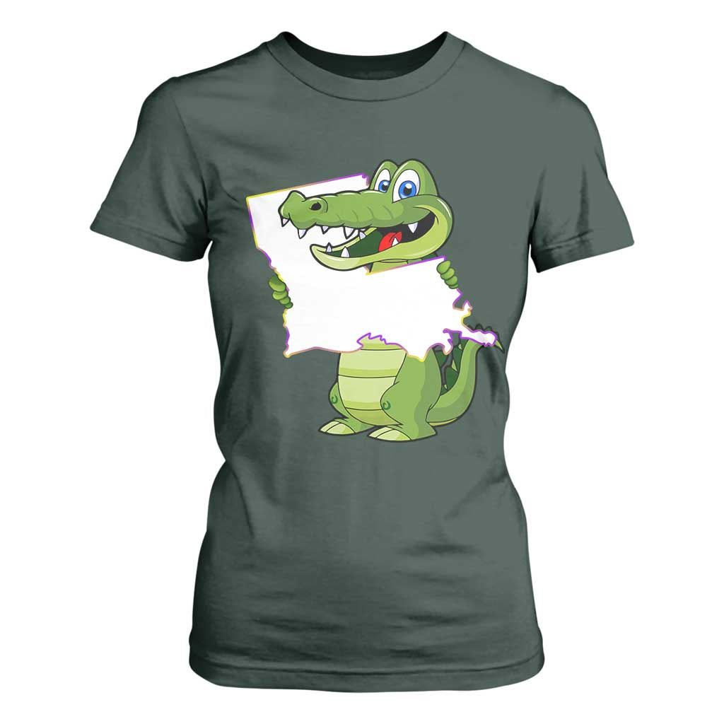 Cute Louisiana Aligator T Shirt For Women TS09 Dark Forest Green Print Your Wear