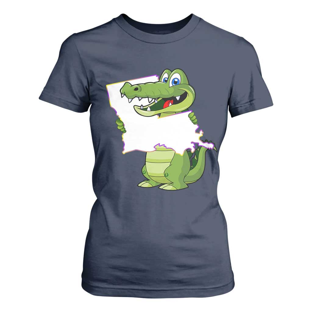 Cute Louisiana Aligator T Shirt For Women TS09 Navy Print Your Wear
