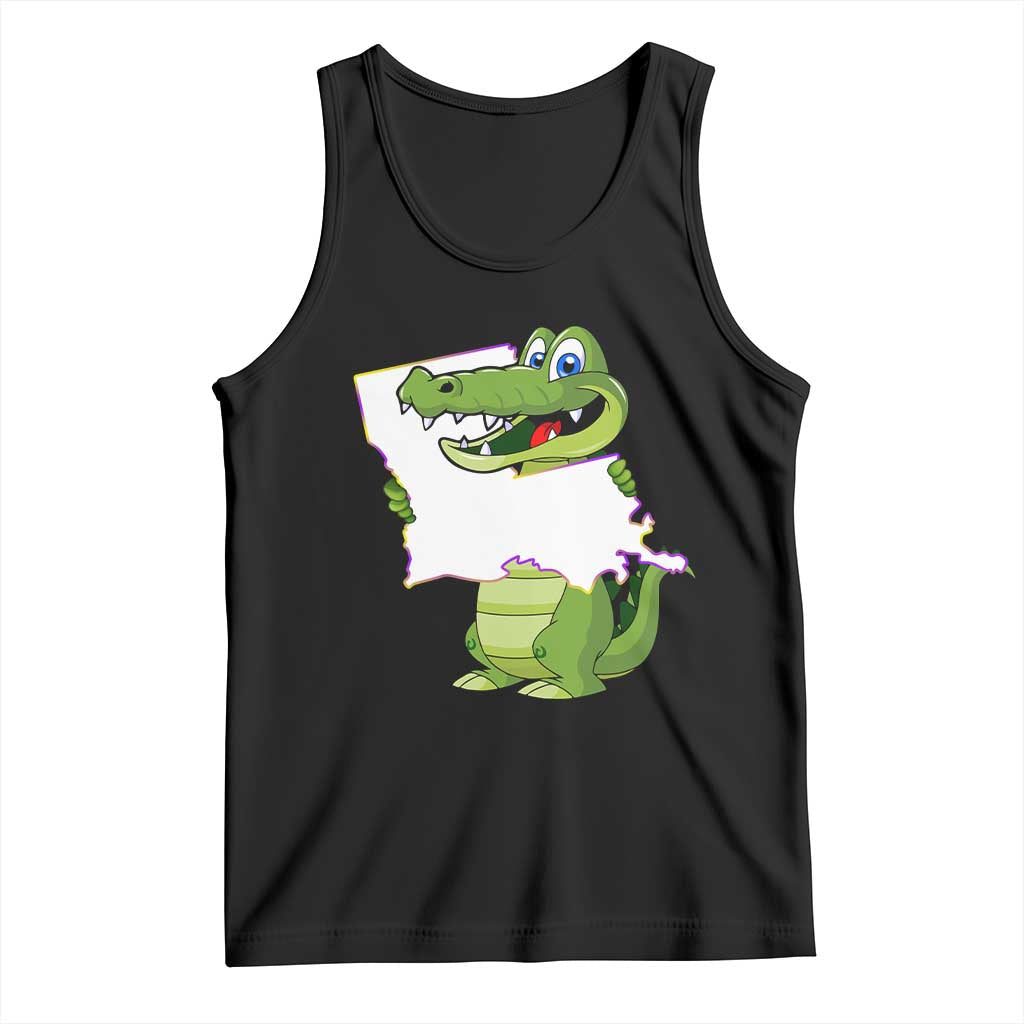 Cute Louisiana Aligator Tank Top TS09 Black Print Your Wear