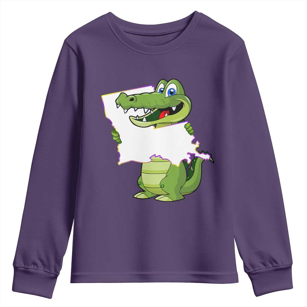 Cute Louisiana Aligator Youth Sweatshirt TS09 Purple Print Your Wear
