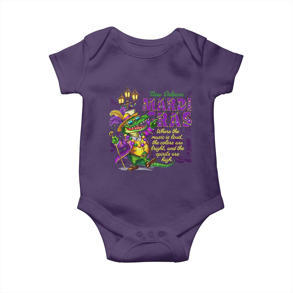 New Orleans Louisiana Mardi Gras Baby Onesie Where The Music Is Loud The Colors Are Bright And The Spirits Are High TS09 Purple Print Your Wear