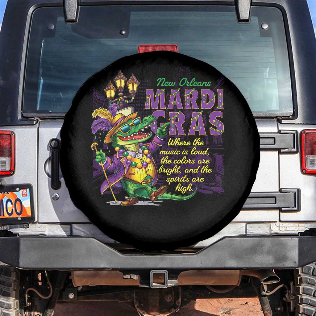 New Orleans Louisiana Mardi Gras Spare Tire Cover Where The Music Is Loud The Colors Are Bright And The Spirits Are High TS09 No hole Black Print Your Wear