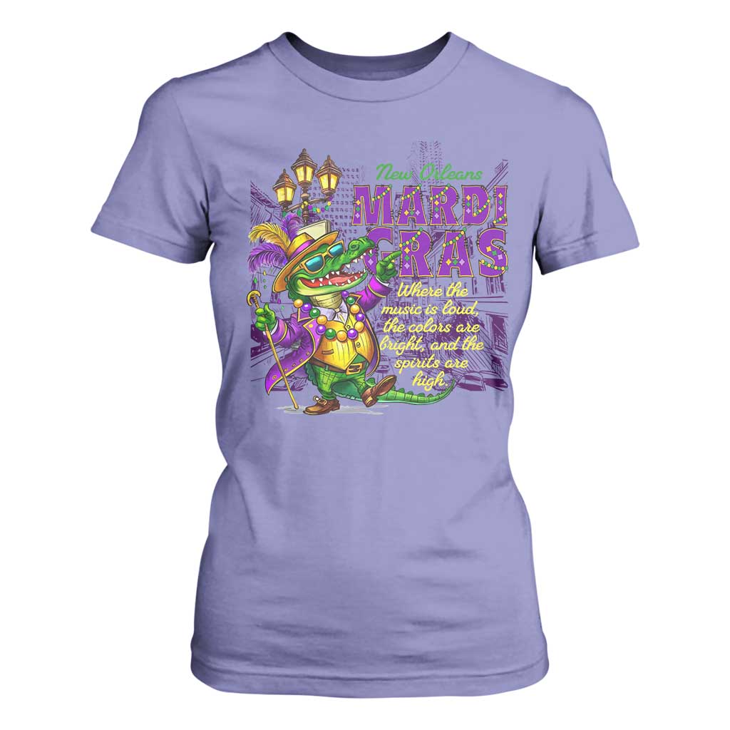 New Orleans Louisiana Mardi Gras T Shirt For Women Where The Music Is Loud The Colors Are Bright And The Spirits Are High TS09 Violet Print Your Wear