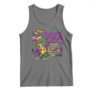 New Orleans Louisiana Mardi Gras Tank Top Where The Music Is Loud The Colors Are Bright And The Spirits Are High TS09 Black Heather Print Your Wear