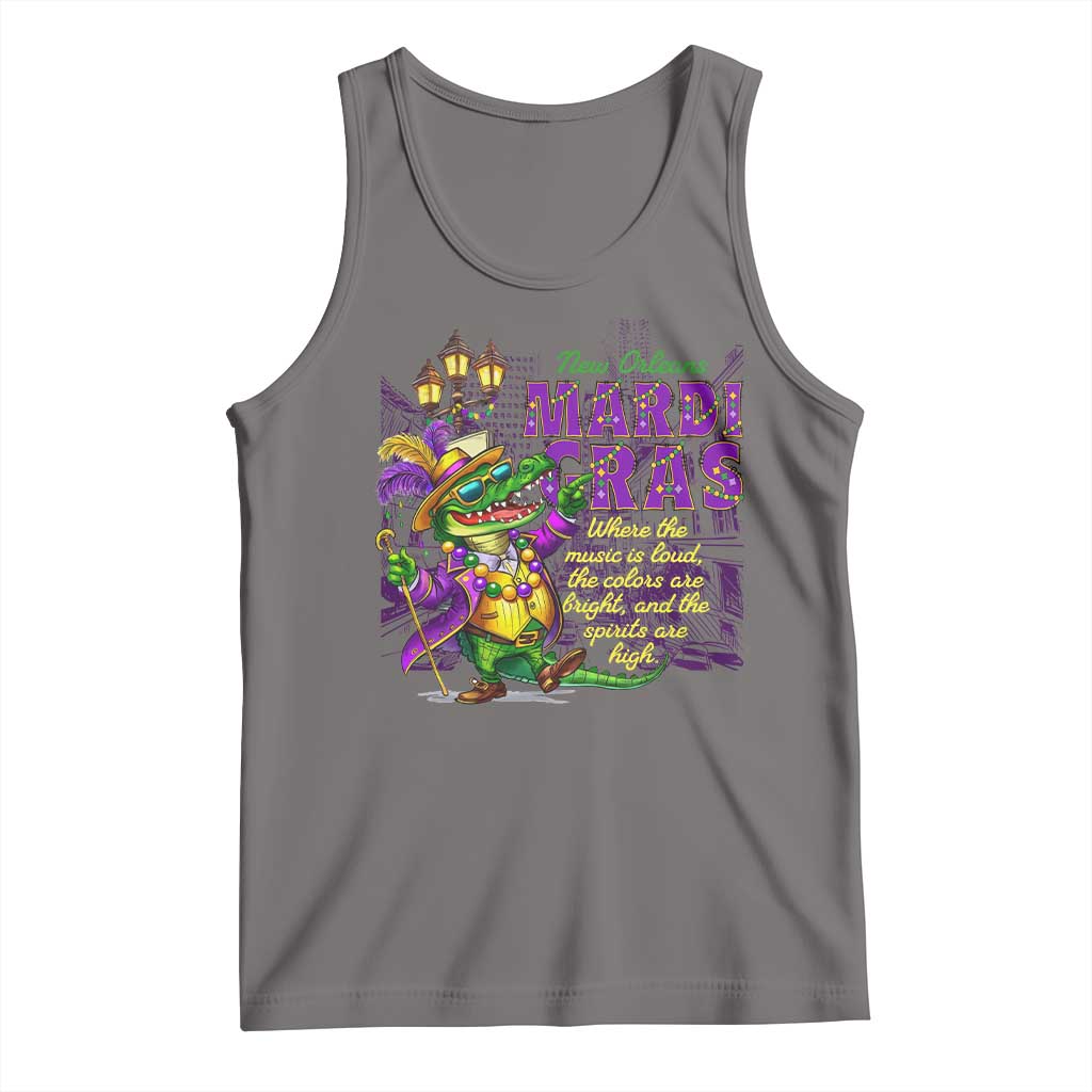 New Orleans Louisiana Mardi Gras Tank Top Where The Music Is Loud The Colors Are Bright And The Spirits Are High TS09 Deep Heather Print Your Wear