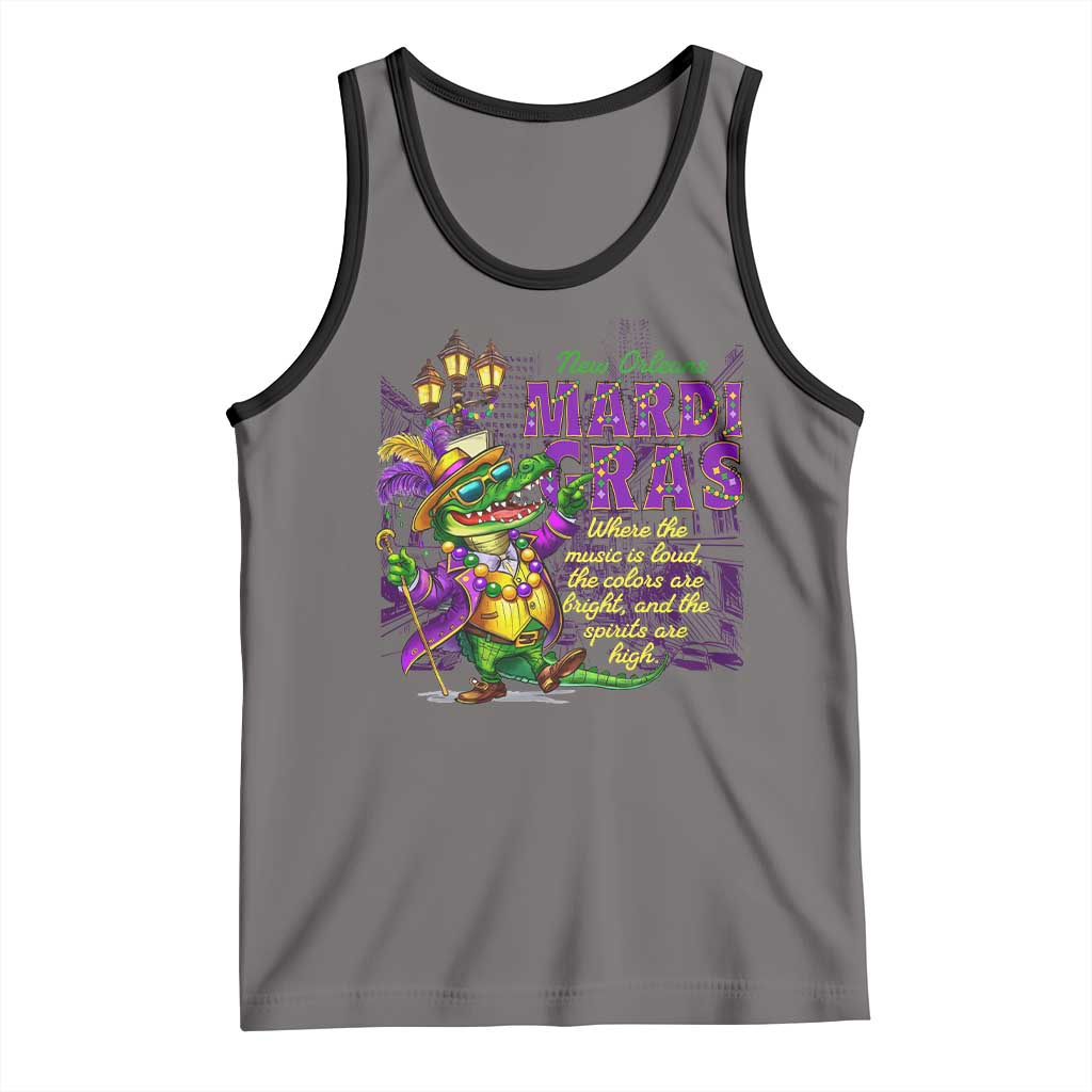 New Orleans Louisiana Mardi Gras Tank Top Where The Music Is Loud The Colors Are Bright And The Spirits Are High TS09 Deep Heather Black Print Your Wear