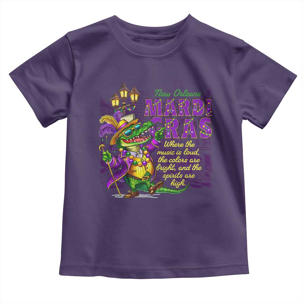 New Orleans Louisiana Mardi Gras Toddler T Shirt Where The Music Is Loud The Colors Are Bright And The Spirits Are High TS09 Purple Print Your Wear