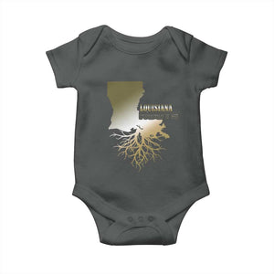 Louisiana Roots Pride Baby Onesie TS09 Dark Heather Print Your Wear