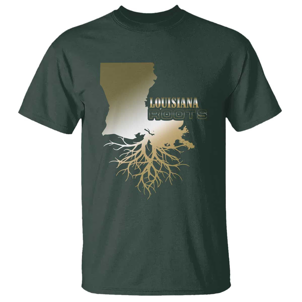 Louisiana Roots Pride T Shirt TS09 Dark Forest Green Print Your Wear
