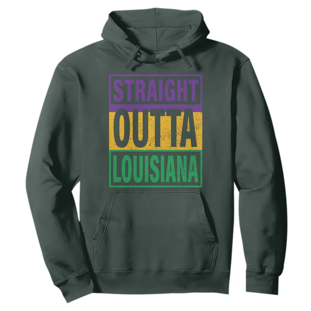 Straight Outta Louisiana Hoodie TS09 Dark Forest Green Print Your Wear