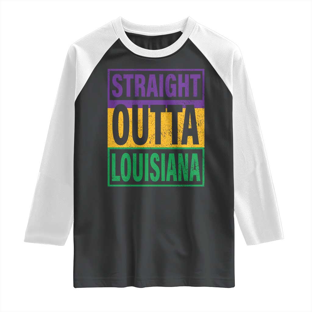 Straight Outta Louisiana Raglan Shirt TS09 Black White Print Your Wear