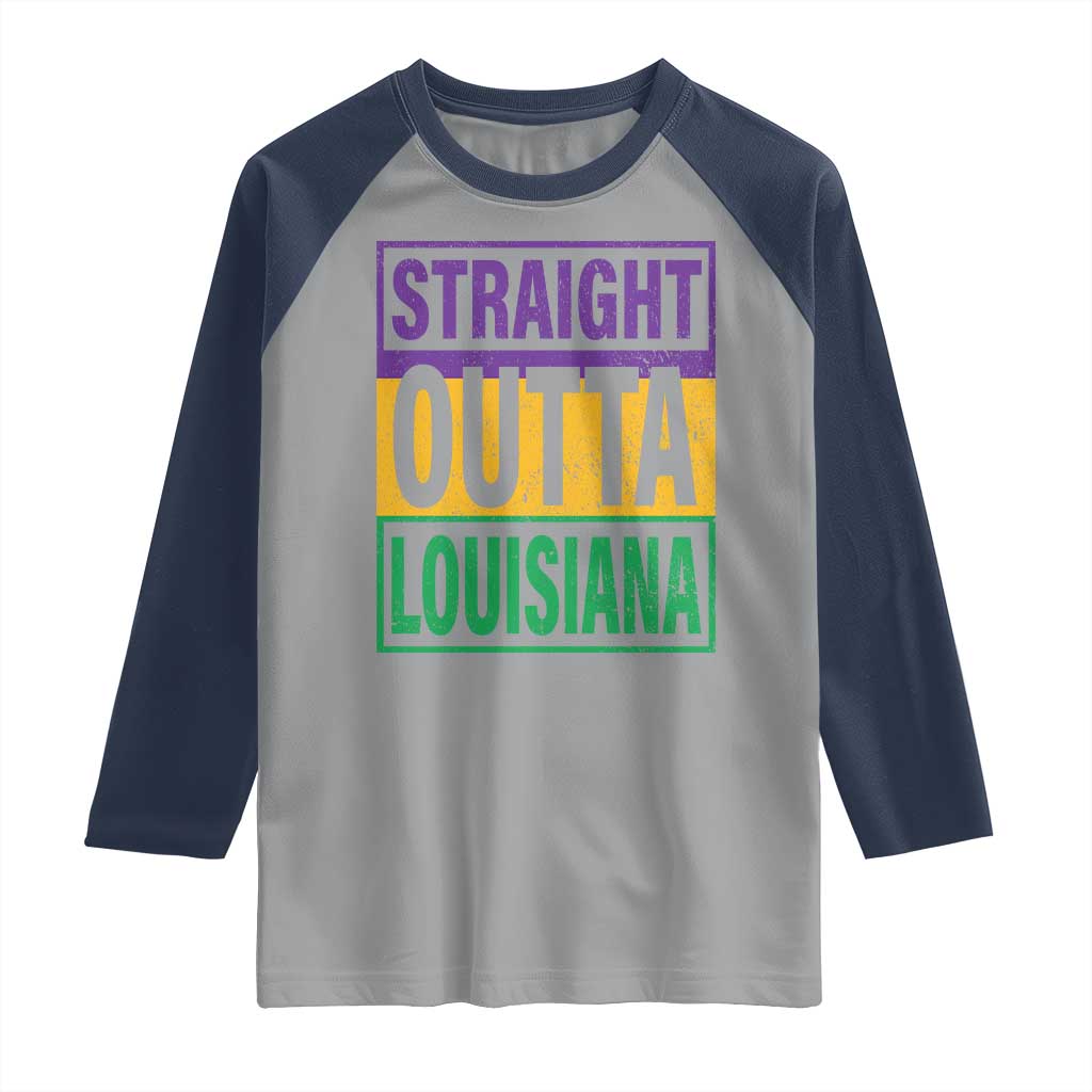 Straight Outta Louisiana Raglan Shirt TS09 Sport Gray Navy Print Your Wear