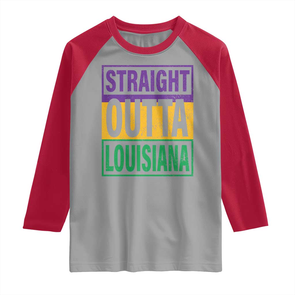 Straight Outta Louisiana Raglan Shirt TS09 Sport Gray Red Print Your Wear