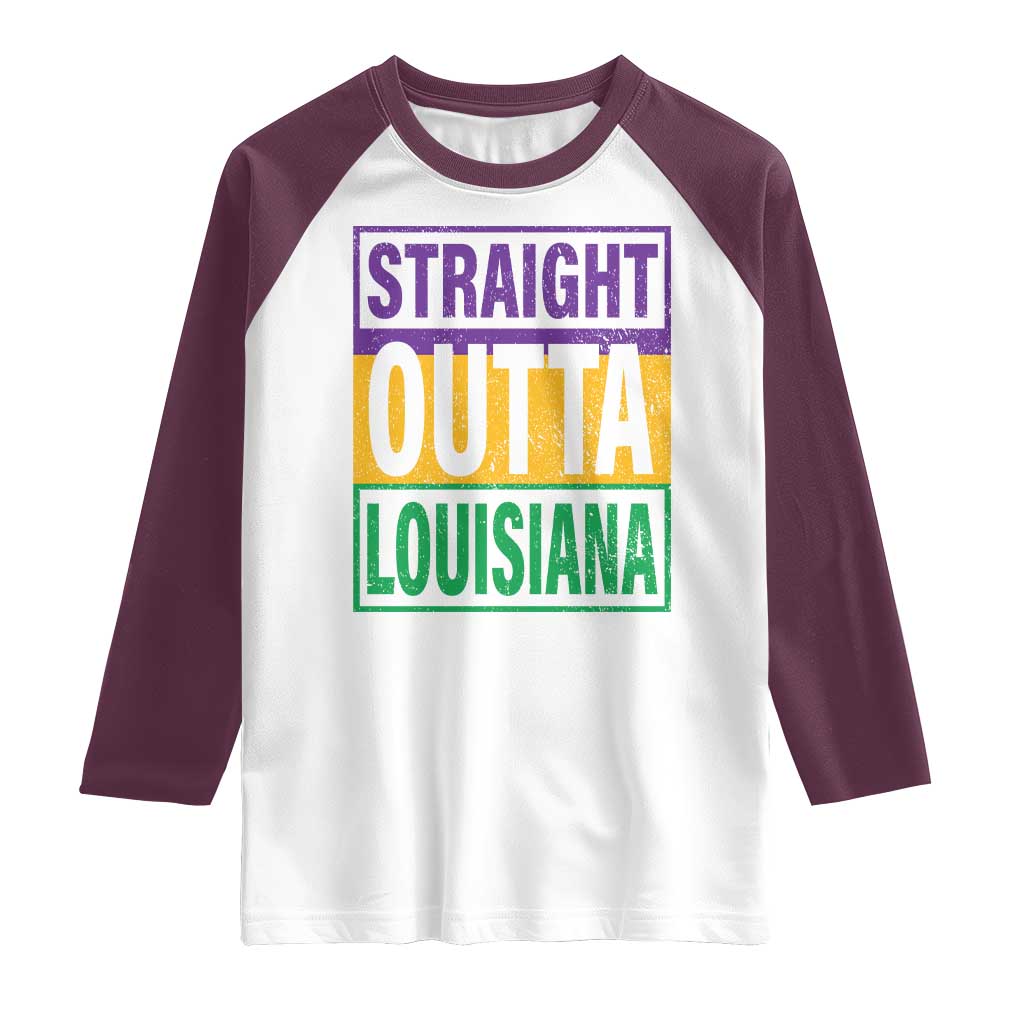 Straight Outta Louisiana Raglan Shirt TS09 White Maroon Print Your Wear