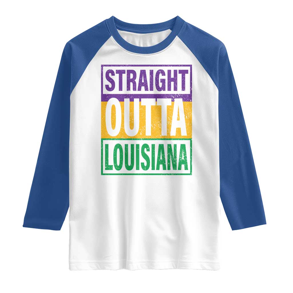 Straight Outta Louisiana Raglan Shirt TS09 White Royal Print Your Wear