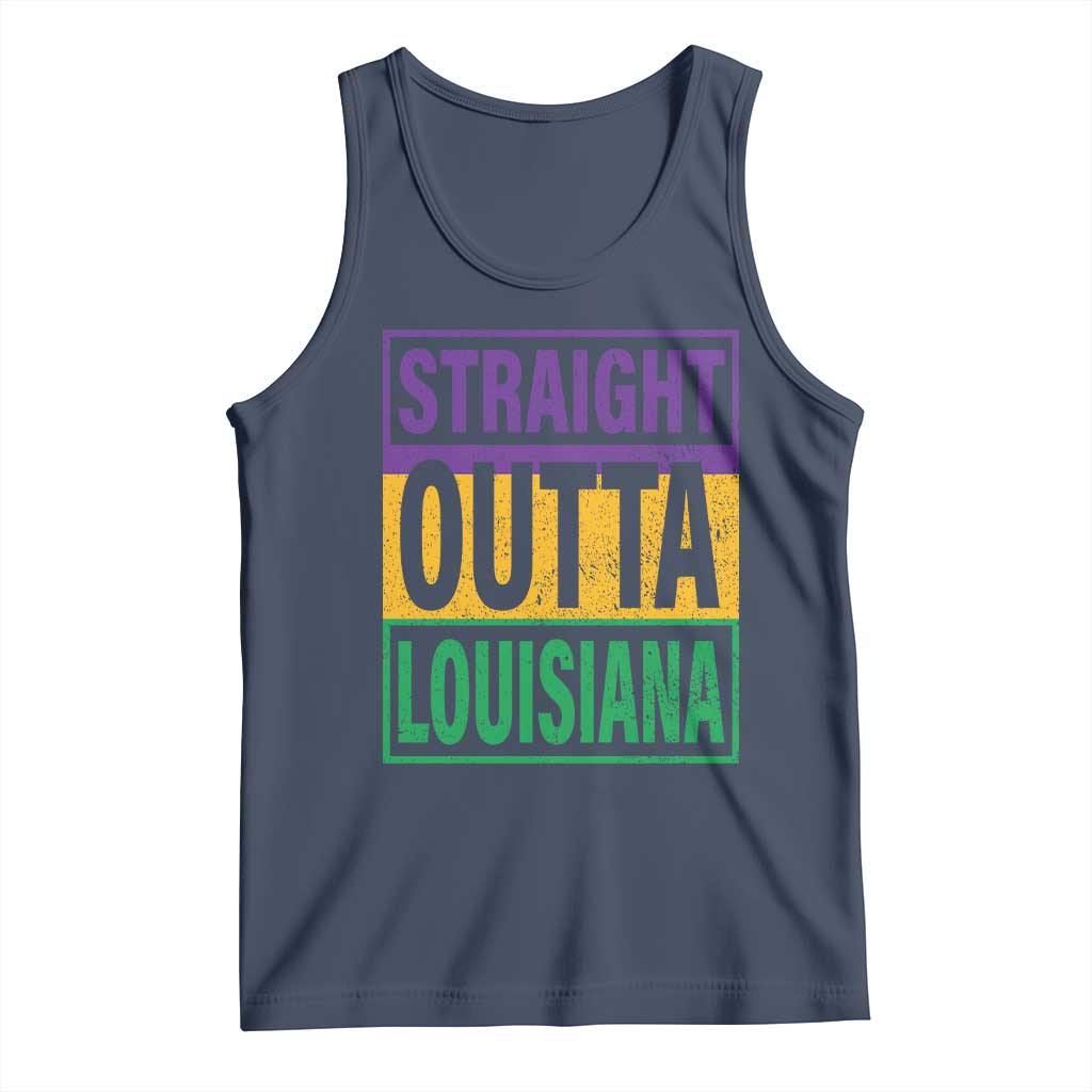Straight Outta Louisiana Tank Top TS09 Navy Print Your Wear