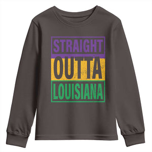 Straight Outta Louisiana Youth Sweatshirt TS09 Dark Chocolate Print Your Wear