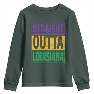 Straight Outta Louisiana Youth Sweatshirt TS09 Dark Forest Green Print Your Wear