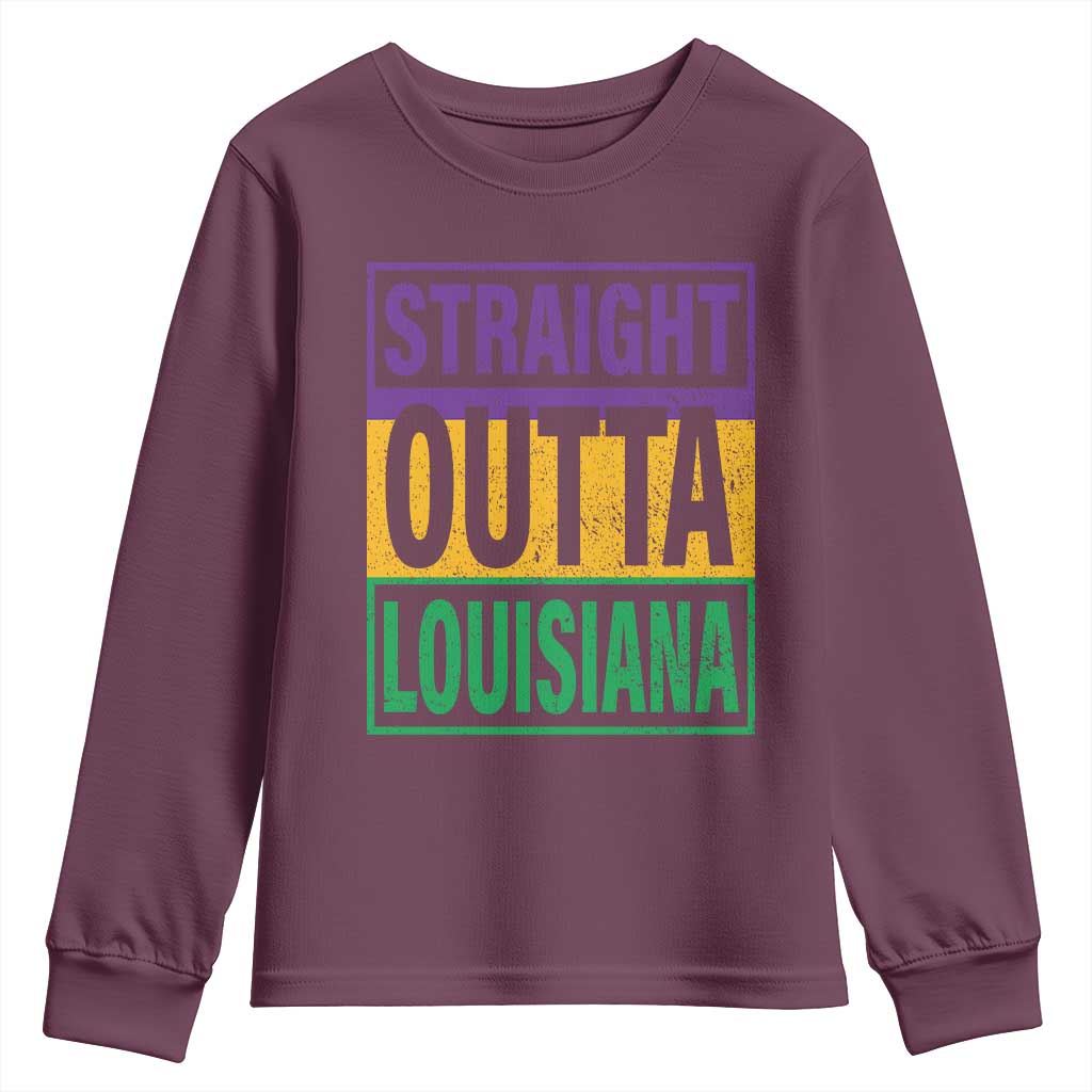 Straight Outta Louisiana Youth Sweatshirt TS09 Maroon Print Your Wear