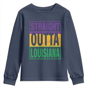 Straight Outta Louisiana Youth Sweatshirt TS09 Navy Print Your Wear