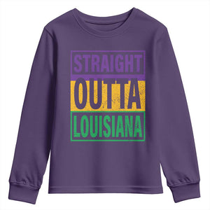 Straight Outta Louisiana Youth Sweatshirt TS09 Purple Print Your Wear